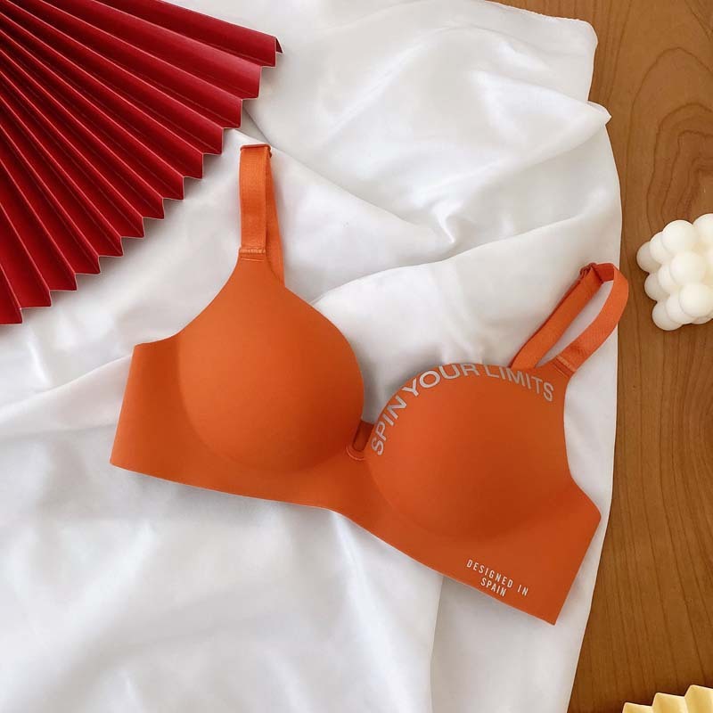 Soutien-gorge une pièce avec lettres britanniques, sans couture, sous-vêtements réglables sans fil pour femmes
