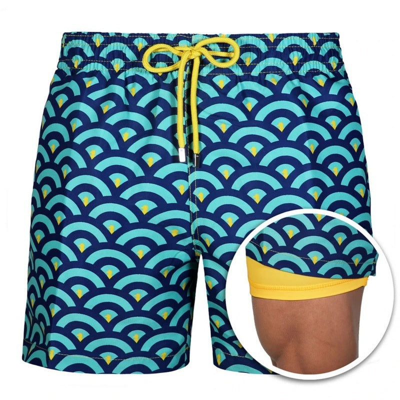 Herr Mönstrade Strandshorts Sportiga Dubbla Lagershorts Sommar