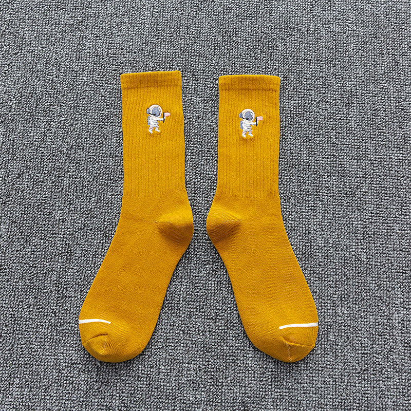 Chaussettes en coton brodées chaussettes astronautes chaussettes de sport