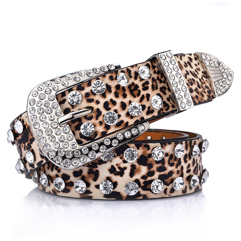 Rhinestone-Embellished Wide Belt - Sparkling Glamour