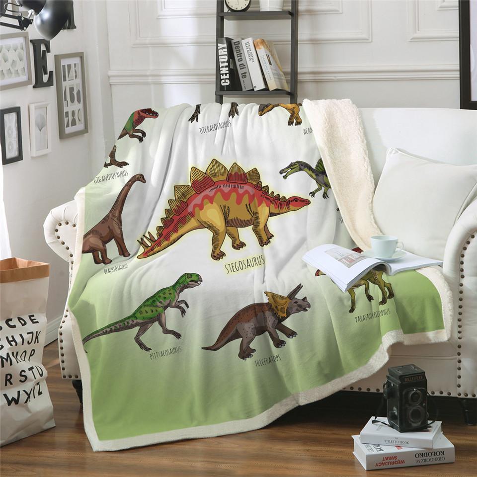 Barn Barn Dinosaurie Fluffig Mjuk bomullsfilt Jurassic Tecknad Pojkar Flicka Sängfiltar för sängar Hemtextil Sängkläder Outlet
