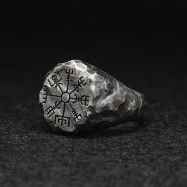 Bague boussole sculptée rétro à la mode