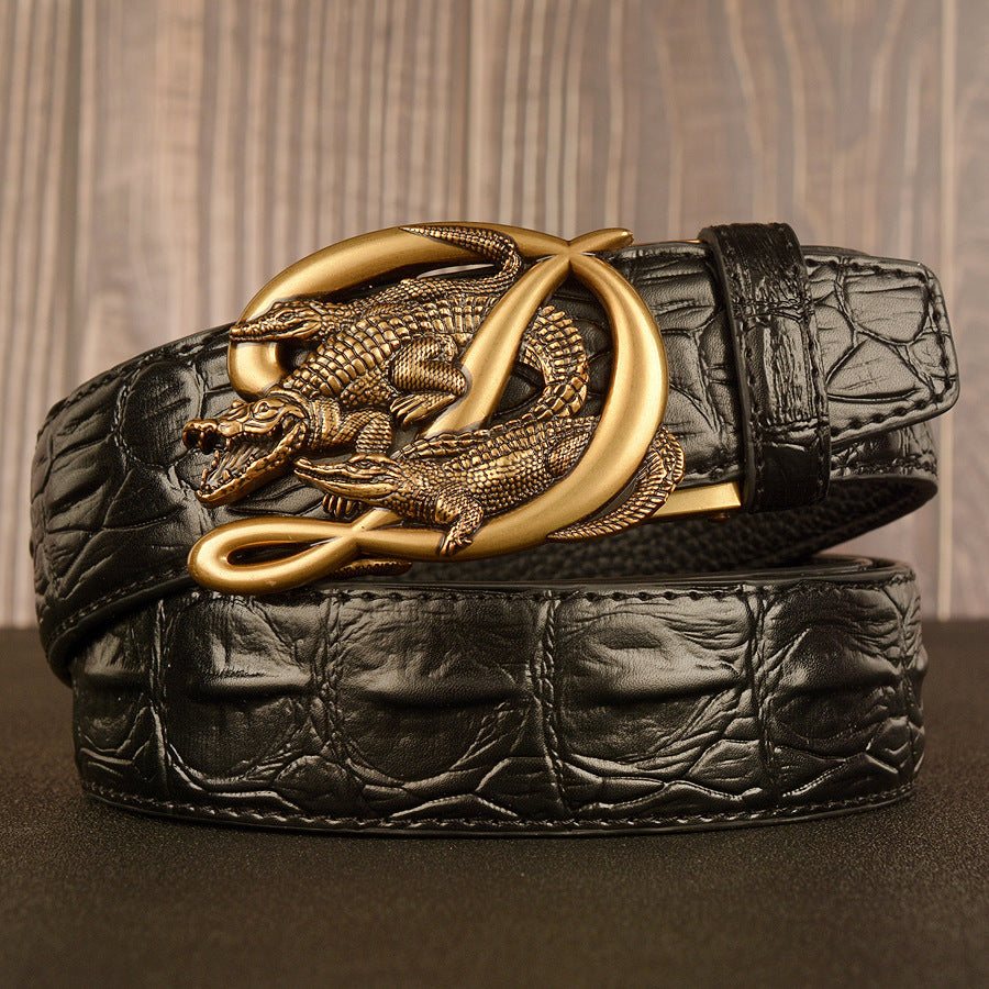 Double cuir pour hommes avec boucle de ceinture automatique