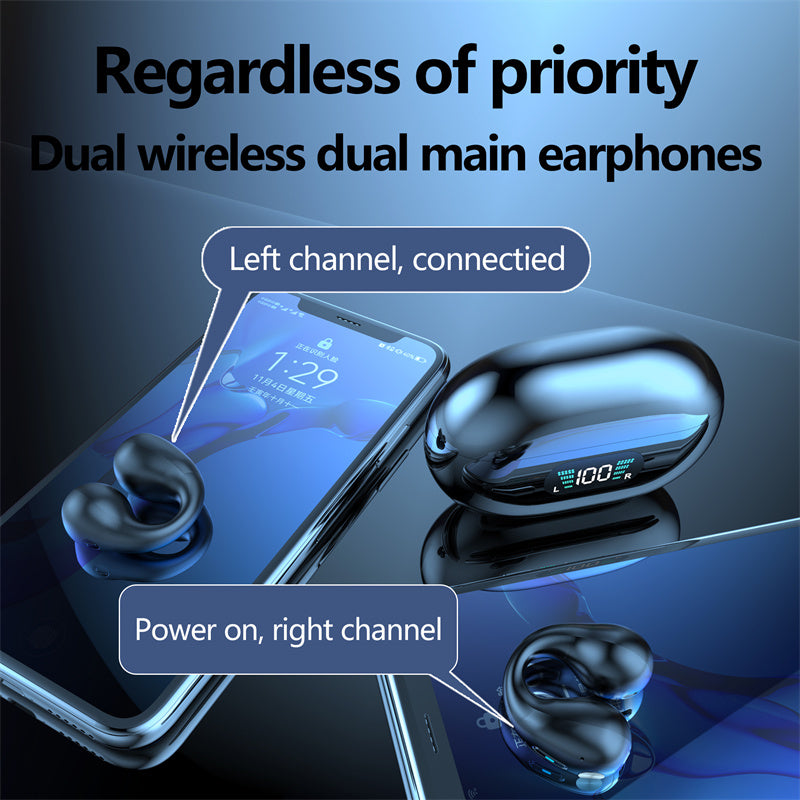 Bone Conduction Hörlurar TWS Öronsnäckor Öronklämma Bluetooth 5.3 Touch trådlös hörlurar In-Ear Bass HIFI Sports Headset