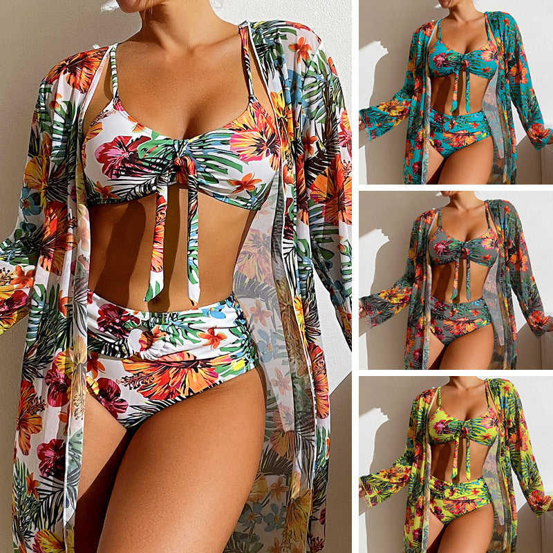 Professional Swimwear Long Sleeved Blouse Three Piece Suit - Polyester (Leisure Style, Loose Fit, 4 Colors, Complete Set)