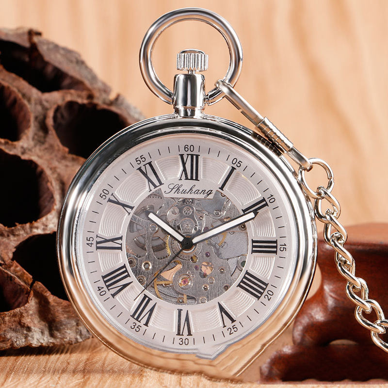 Creative Straight Plate Without Cover Roman Literal Automatic Mechanical Pocket Watch - Sleek Modern Classic Durable Stylish