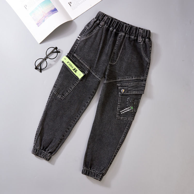 Pojkjeans Höst och vinter Nya ett stycke sammet