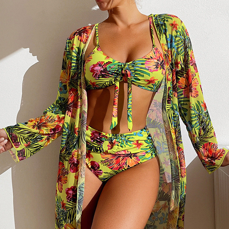 Professional Swimwear Long Sleeved Blouse Three Piece Suit - Polyester (Leisure Style, Loose Fit, 4 Colors, Complete Set)