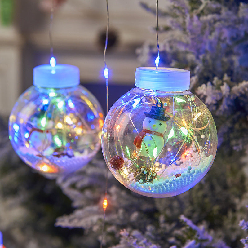 Lampe rideau de noël LED, 10 pièces, bonhomme de neige féerique, boule de souhait, décoration de fenêtre de noël, salle lumineuse de noël