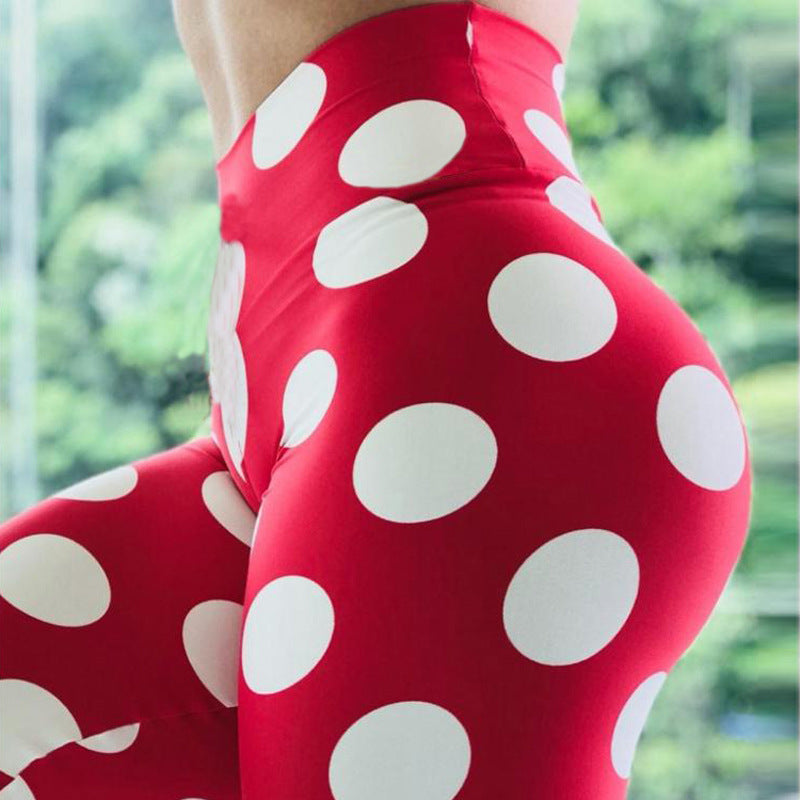 Legging cercle blanc fond rouge