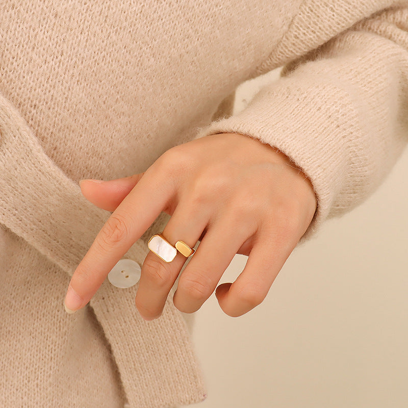 Bague Coquillage Blanc Mode Vintage