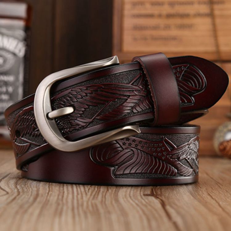 Men's Eagle Head Pin Buckle Belt - Soaring Majesty