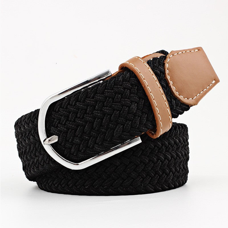 Women's Canvas Student Casual Stretch Braided Needle Buckle Belt - Youthful Confidence