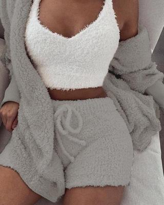 3st Damkläder Långärmad Crop Linne och pyjamasset med dragsko