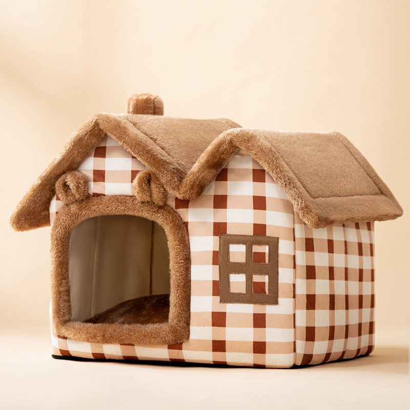 Hopfällbart hundhus Husdjur Kattsäng Vinter Hundvilla Sleep Kennel Avtagbart bo Varmsluten grottsoffa Husdjurstillbehör