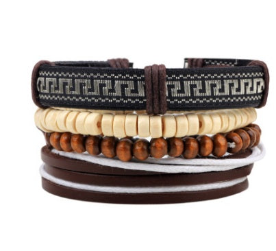 Moderiktiga pärlbesatta läderarmband och armband