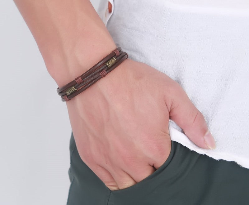 Retro armband i flätat läder för män