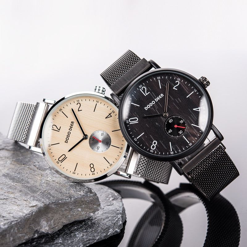 Montres à cadran en bois pour hommes et femmes à fossettes