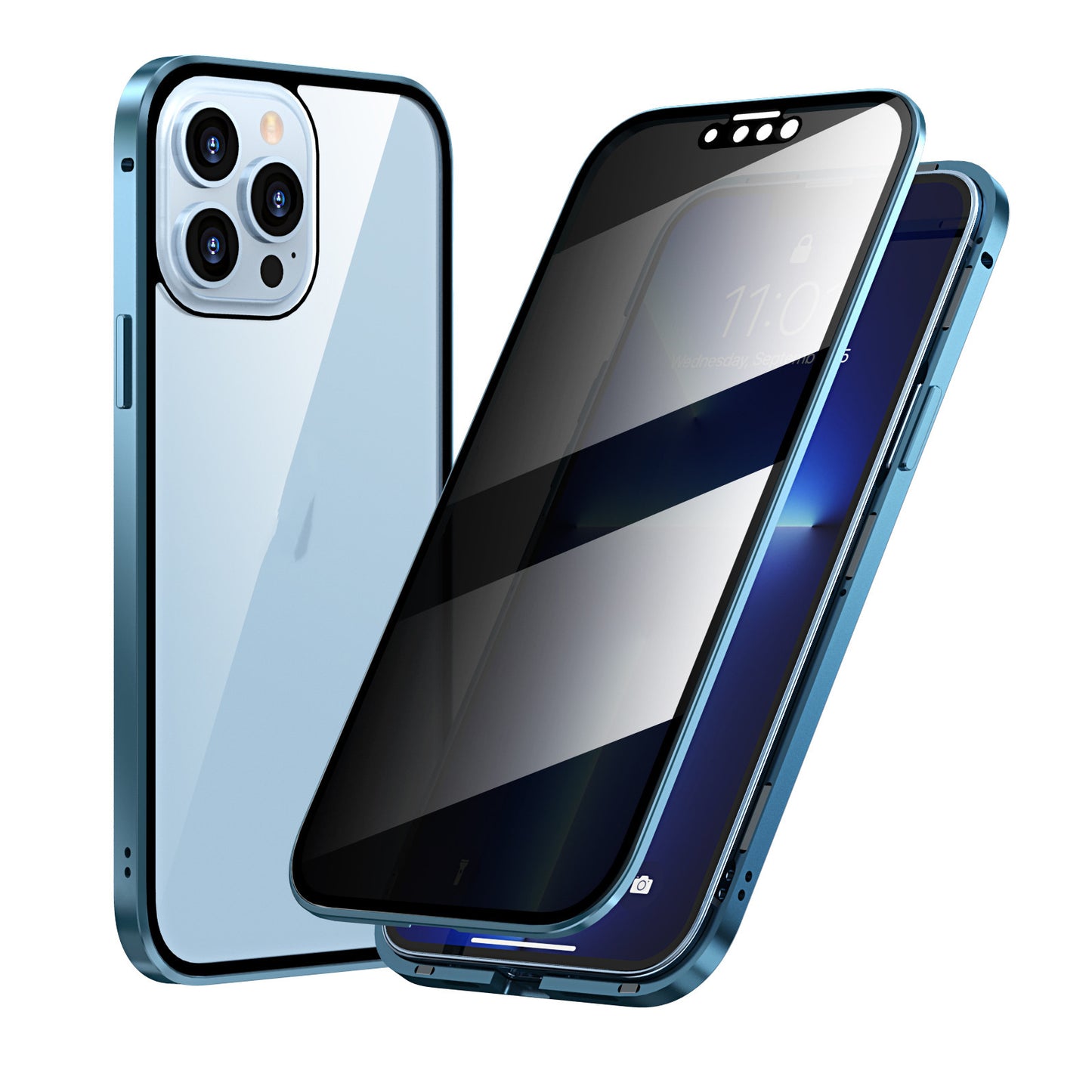 Étui de téléphone Magneto résistant à la confidentialité, cadre en métal double face