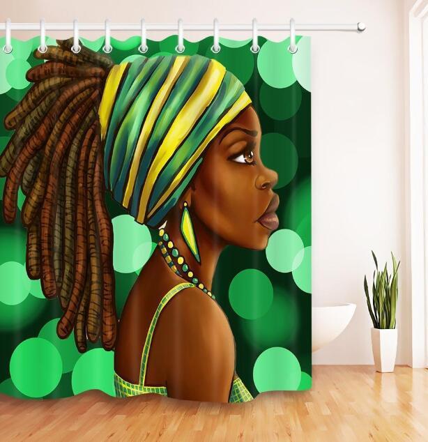 Art Design Graffiti Hip Hop African Girl Shower Curtain - Modern Building Bathroom Decor