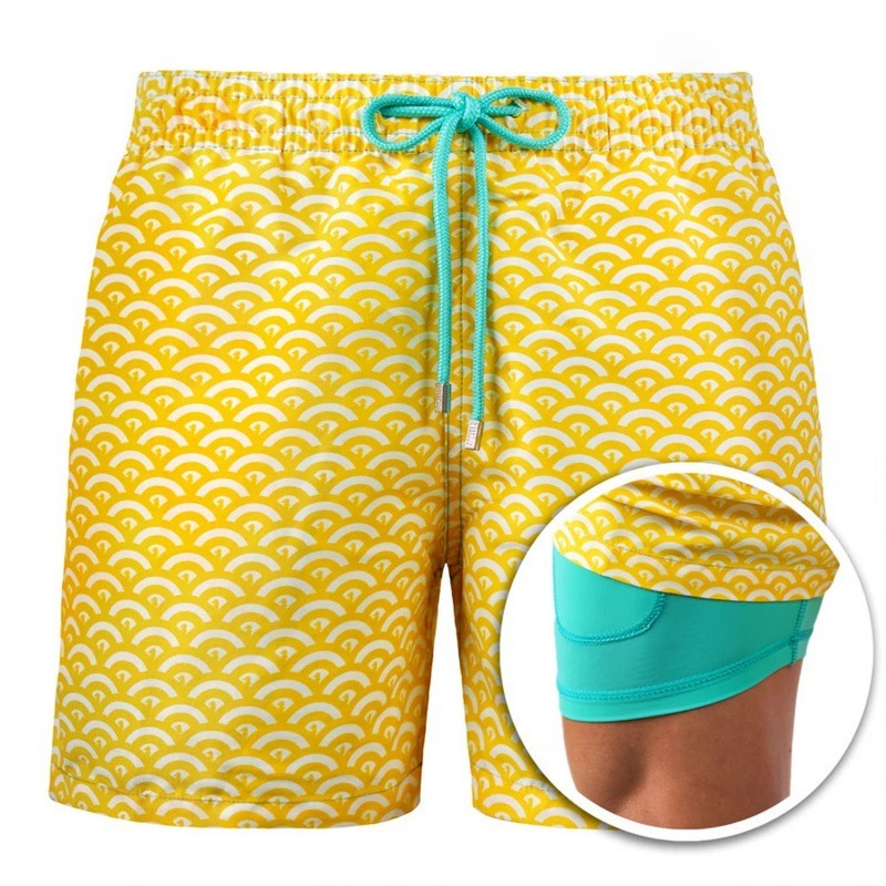 Herr Mönstrade Strandshorts Sportiga Dubbla Lagershorts Sommar