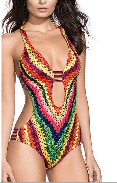 Mönstrad bikini i ett stycke för kvinnor
