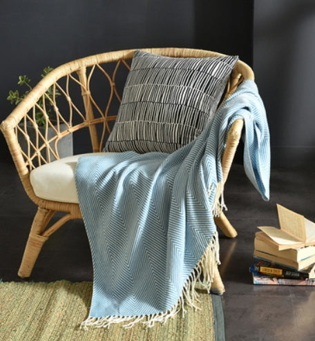 Sunday Cozy Fringed Knitted Blanket