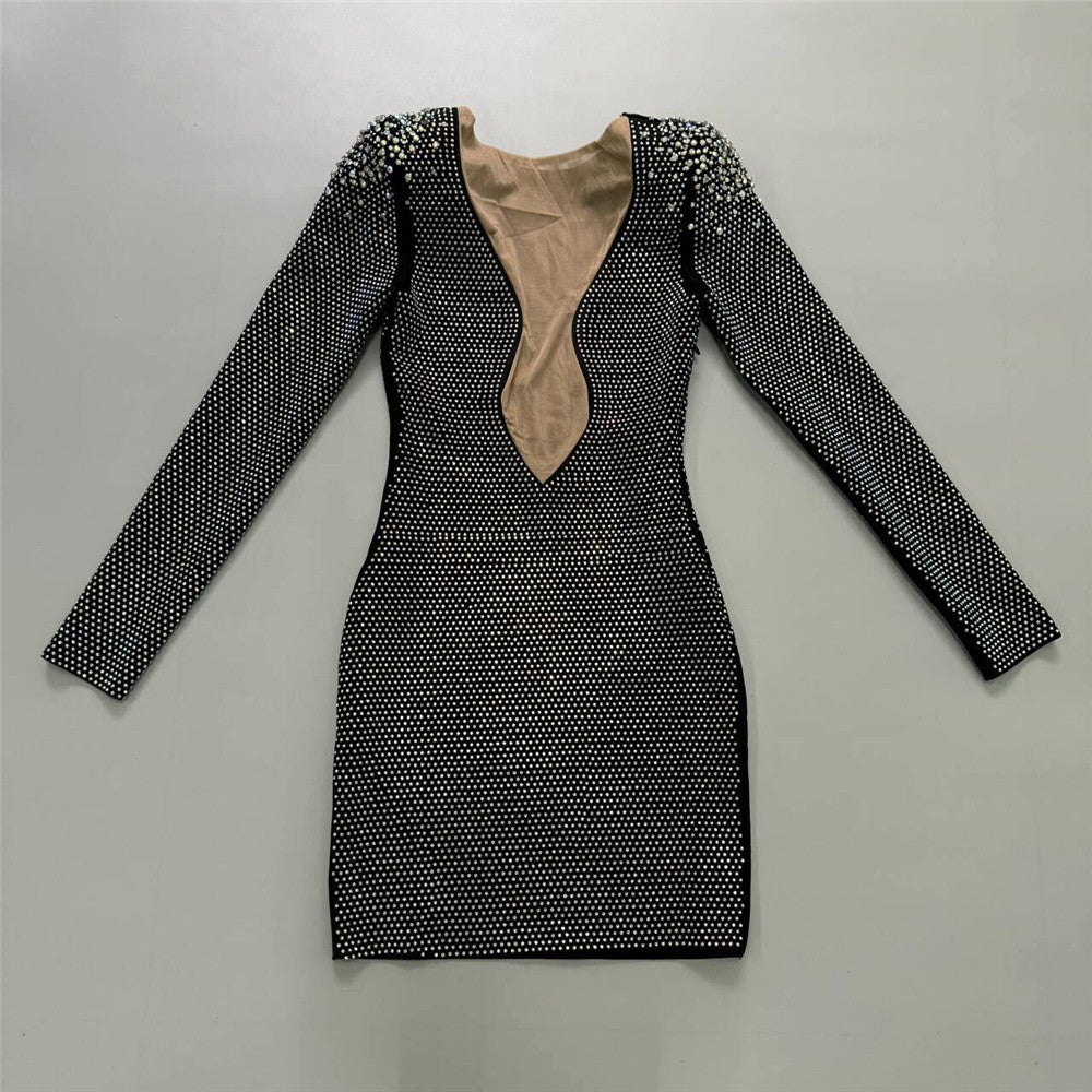 Sexy Rhinestone Bandage Dress - One-piece Cross Border Foreign Trade