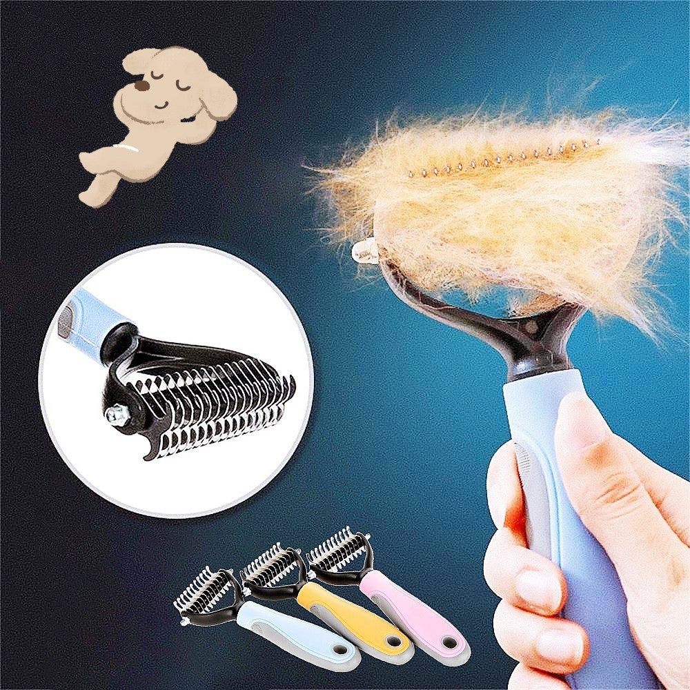 Stainless Steel Pet Brush - Double-Sided Hair Removal Comb for Grooming