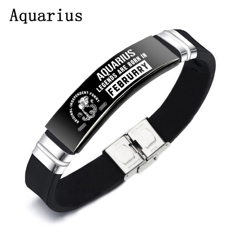 Svarta 12 stjärntecken ID-armband armband för kvinnor och män