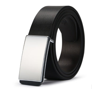 Young Men's Korean Tide Smooth Leather Belt PU Plate Buckle - Student Style