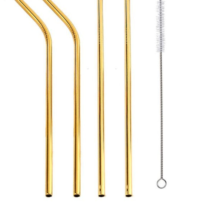 Colorful Reusable Stainless Steel Straws 4PCS/Pack