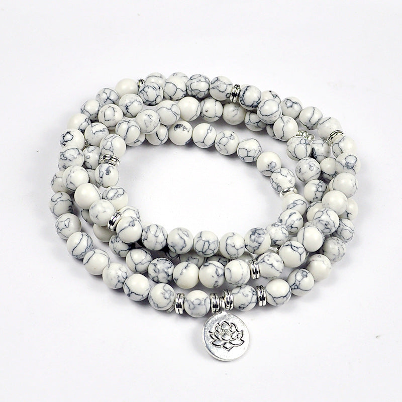 Amazon Stone Tiger Eye Stone Armband Halsband 108 Buddha Beads Lotus Armband