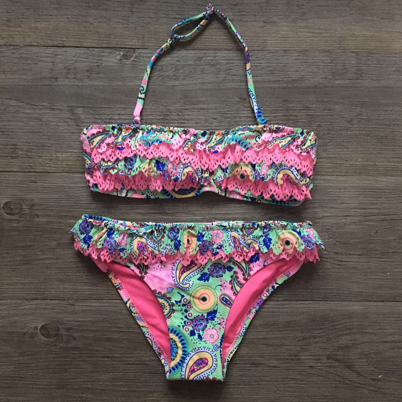 Maillot de bain bikini pour enfants, bikini à volants multicouches, vêtements pour filles