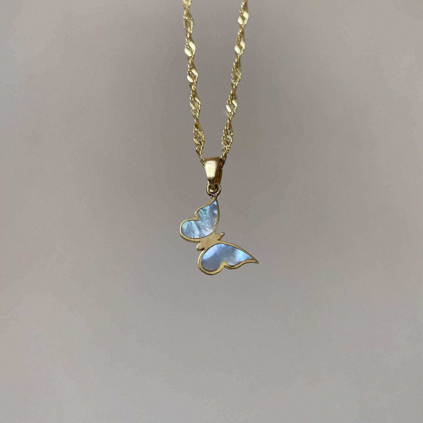 Electroplated 18K Gold Butterfly Necklace Women Clavicle Chain