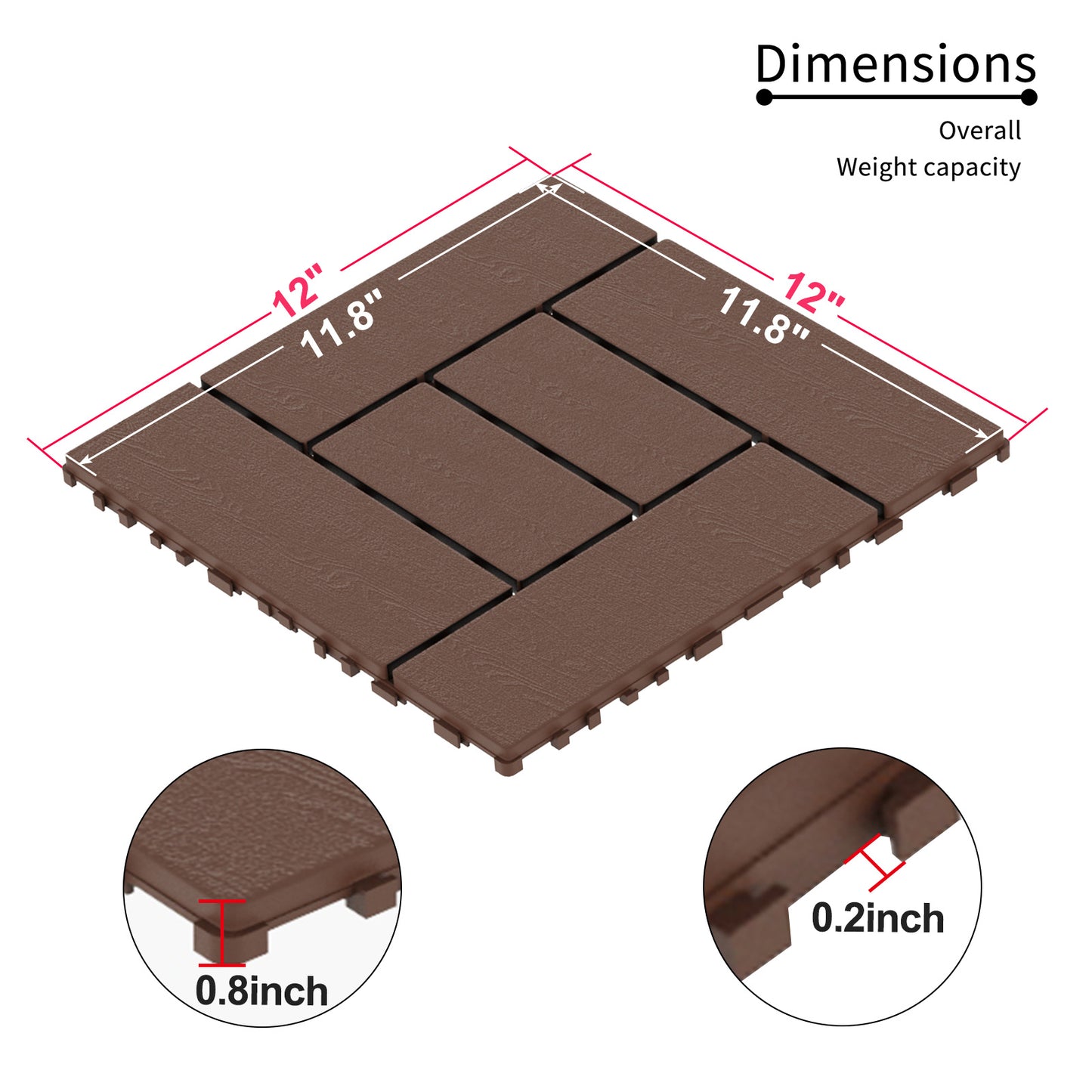 Waterproof, Wear-resistant, DIY Assembly, Garden, Courtyard, Balcony,plastic Flooring