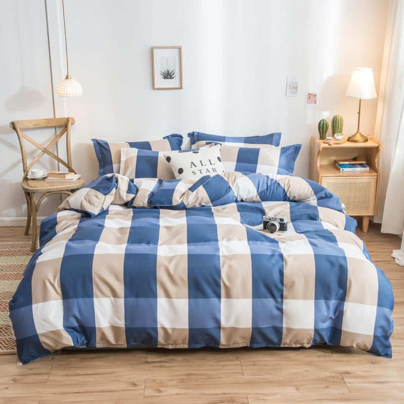 Cover Set Säng Bomull Quilt Sänglakan Sängkläder Täcke Monterad