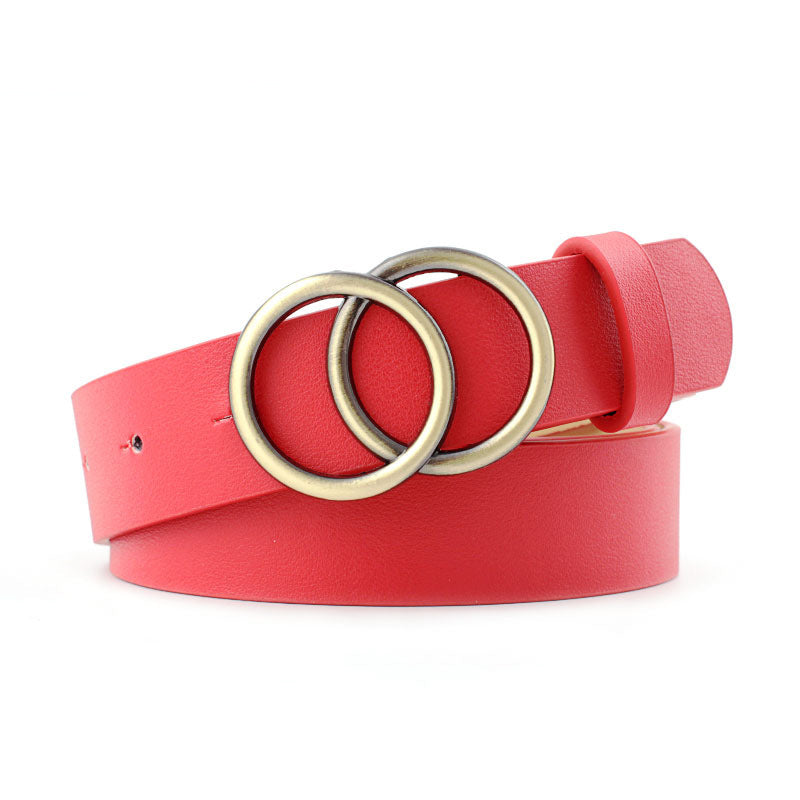 Women's European American Cross-Border Round Buckle Casual Belt - International Style