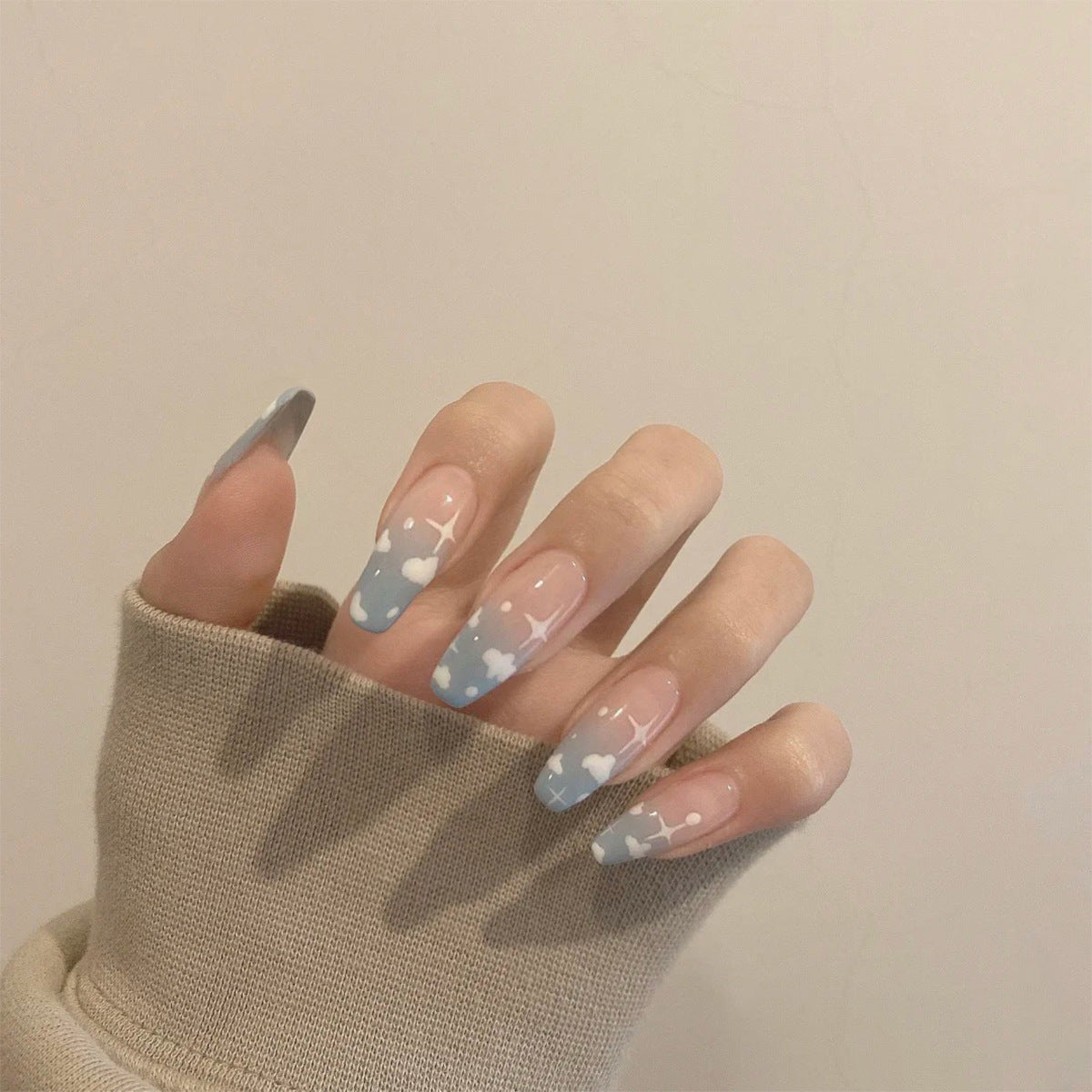 Professional Soft Plastic Nails - 18g 24 Pieces Blue Purple Pink | Wearing Finished False Nails