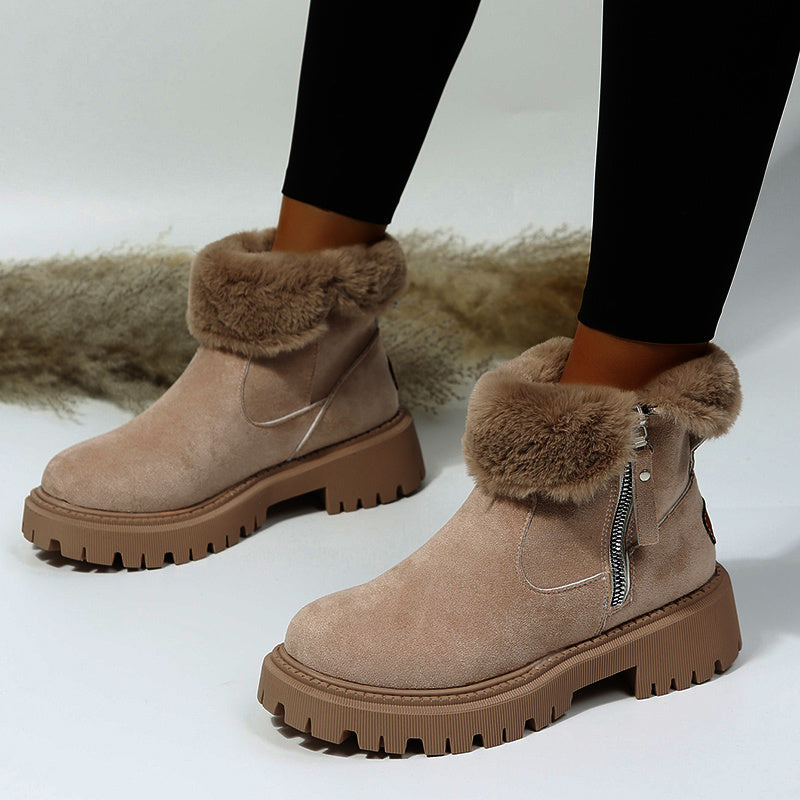 Women's Faux Suede Plush Snow Boots