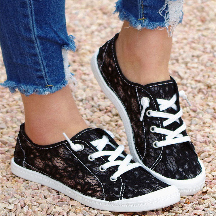 Spets Flats Skor Sommar Mode Casual Skor Dam