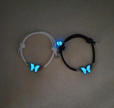 Moderiktigt blått lysande fjärilshalsband armbandsset för kvinnor med nyckelbenskedja, choker, festsmyckeset, present