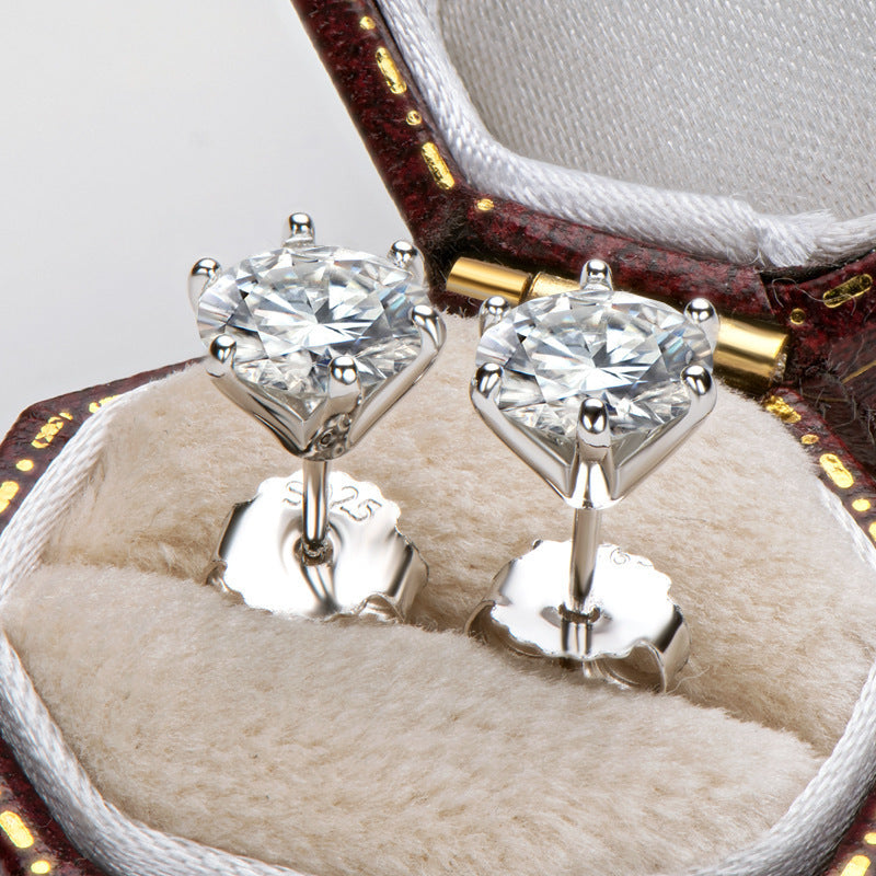 Örhängen med 1 karats strass, 925 sterlingsilver, för kvinnor