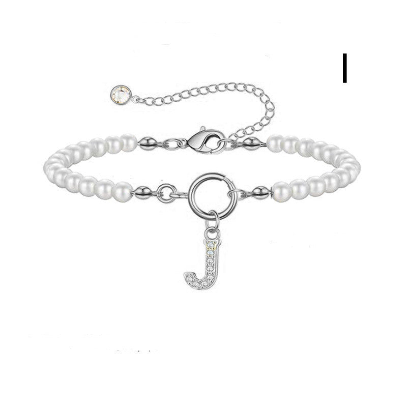 2024 Nytt Mode Toggle Lock Initial Armband Kvinnor AZ Bokstav Hänge 6mm Pärlarmband För Kvinnor Smycken Gåva