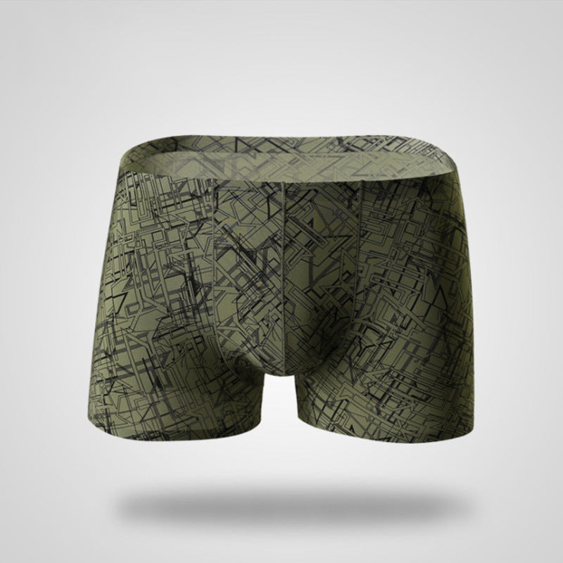 Men's Ice Silk Mid-waist Boxers - Breathable Underpants