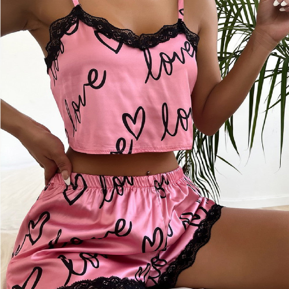 Household Clothes Pajamas Women Lace Suspender Shorts - Intimate Elegance