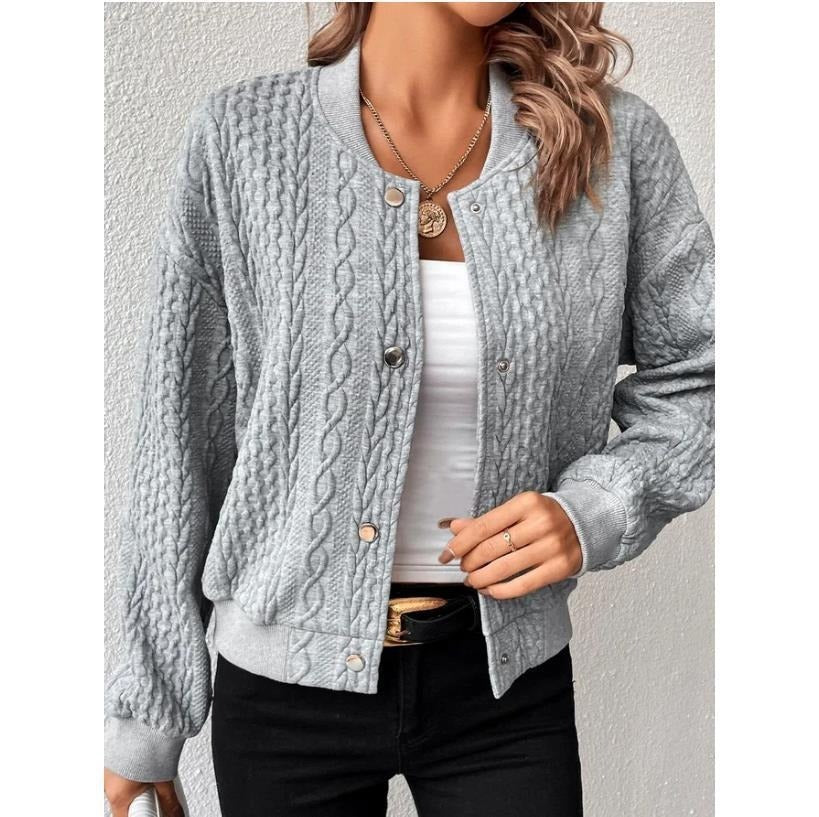Women's Baseball Uniform Jacket Coat - Solid Color Polyester Casual Female Style