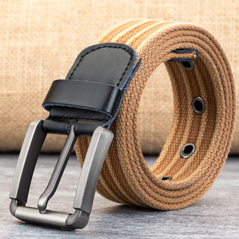 Men's Pin Buckle Polyester Woven Canvas Belt - Effortless Comfort