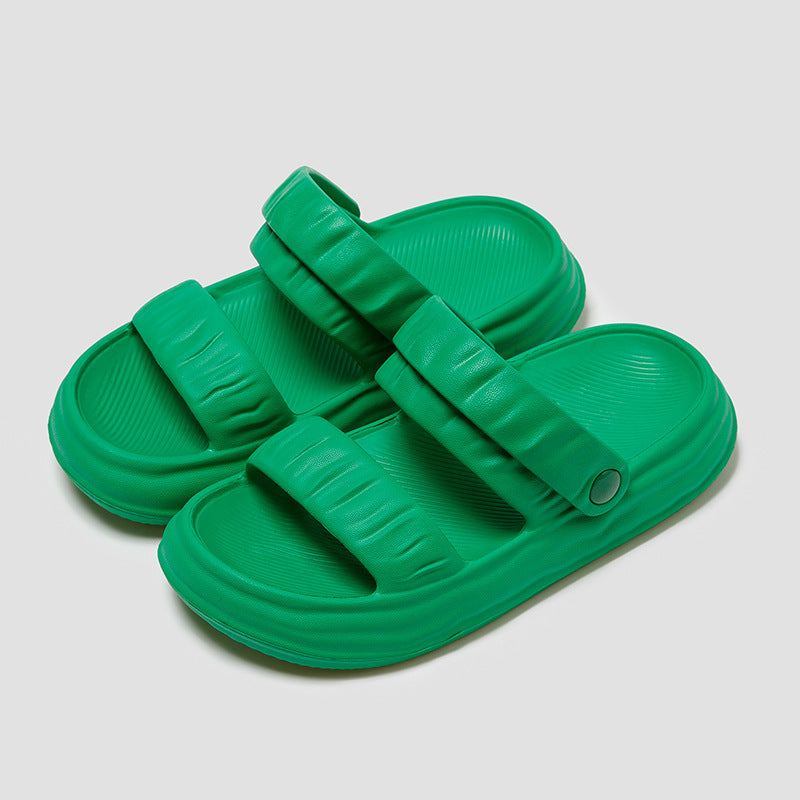 Qingchen Retro Folded Two Wears Bathroom Bathing Home Summer Anti Slip Slippers