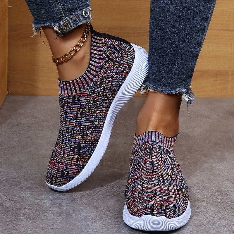 Stripe Knit Sock Sneakers - Unisex Athletic Flats - Versatile Collection